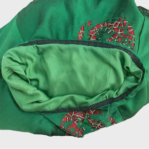 Vintage 1988 Runway Valentino Boutique Rare Red Green Cupid Gown XS/S - Picture 9 of 17